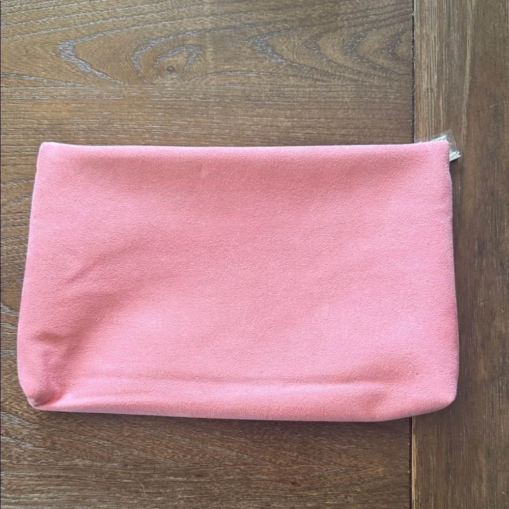 Dior Coral Pink Suede Logo Zip Pouch